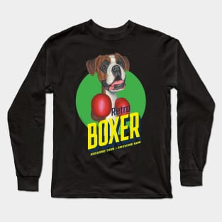 Retro Boxing Boxer Dog Long Sleeve T-Shirt